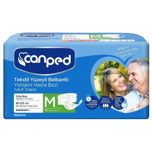 Canped Tekstil Yüzey Belbantlı Hasta Bezi Medium 30'lu